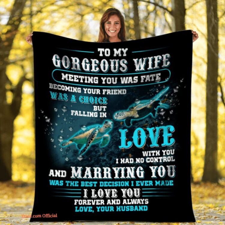 to my gorgeous wife i love you forever and always turtle couple blanket - Super King - Ettee
