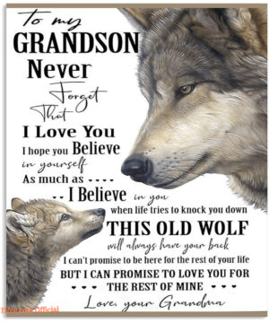 To My Grandson Never Forget Your Grandma Wolf Quilt Blanket - Super King - Ettee