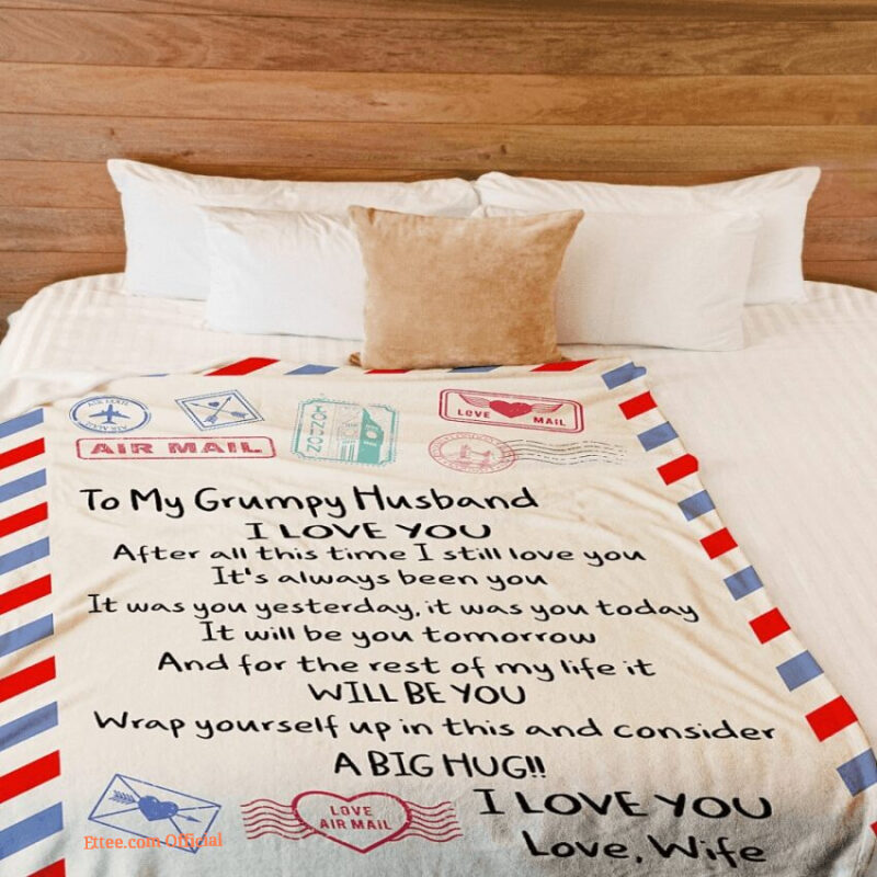 to my grumpy husband i love you fleece blanket - Super King - Ettee