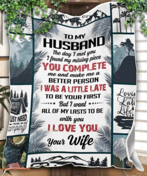 to my husband camping couple i love you blanket gift for husband from wife - Super King - Ettee