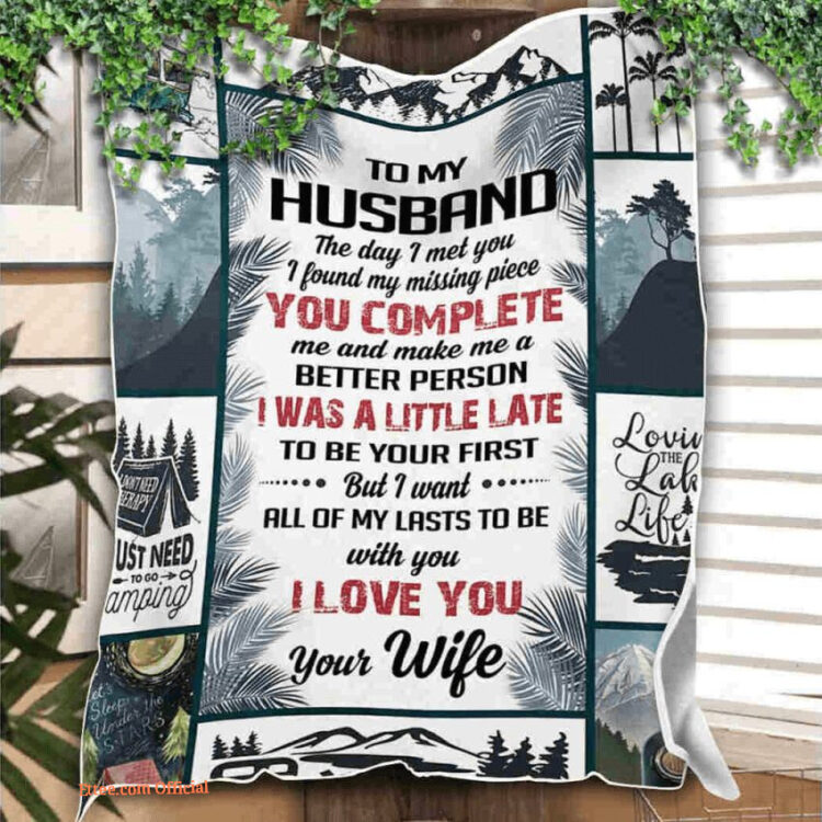 to my husband camping couple i love you blanket gift for husband from wife - Super King - Ettee