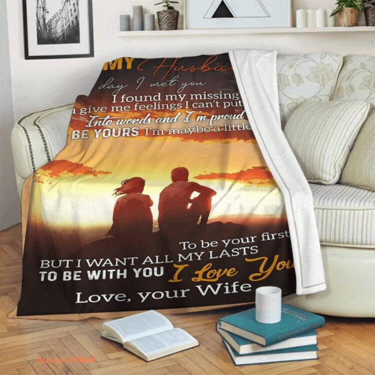 to my husband i am proud to be yours fleece blanket gift for family - Super King - Ettee