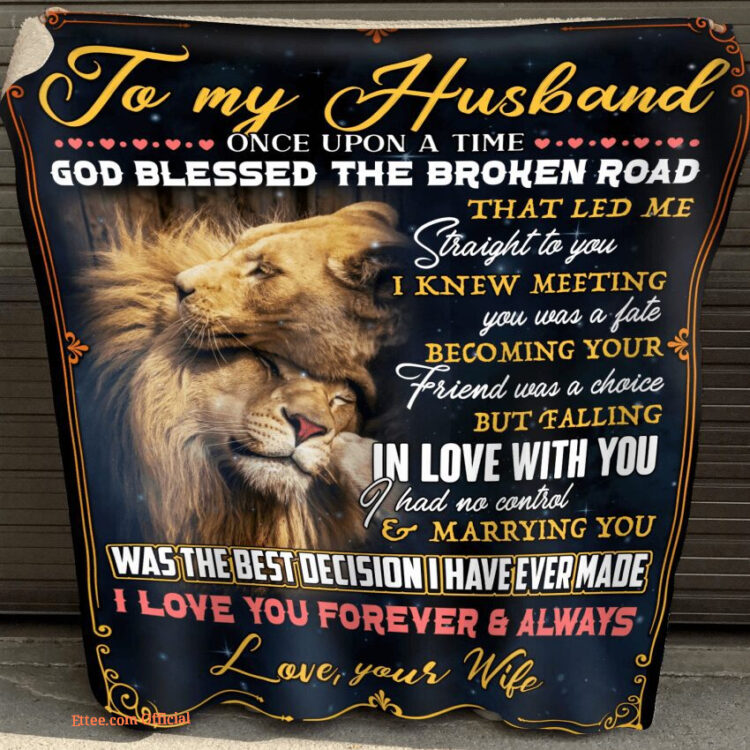 to my husband i love you forever always lion fleece blanket gift for couple - Super King - Ettee
