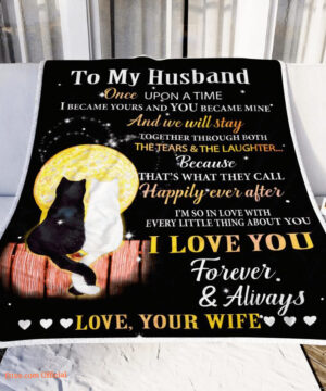 to my husband i love you forever and always cat couple fleece blanket for valentines - Super King - Ettee