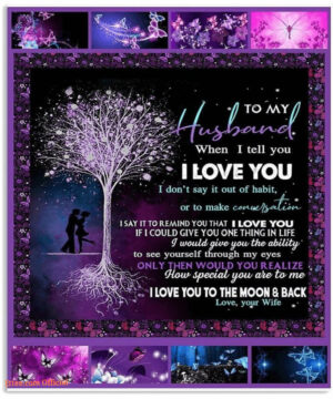 to my husband i love you to the moon and back fleece blanket - Super King - Ettee