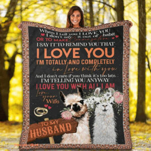 to my husband i love you with all i am lama couple fleece blanket - Super King - Ettee