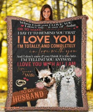 to my husband i love you with all i am lama couple fleece blanket - Super King - Ettee