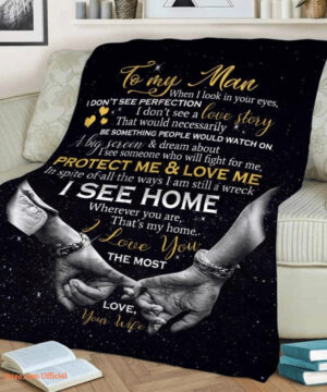 to my husband protect me and love me fleece blanket gift for family - Super King - Ettee