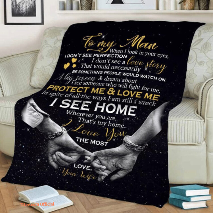 to my husband protect me and love me fleece blanket gift for family - Super King - Ettee