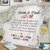 To My Mom And Dad Customized Name Quilt Blanket Gift For Parents Mama - Super King - Ettee