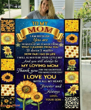 To My Mom From Son Mothers Day Gifts Quilt Fleece Blanket Birthday Sunflowers - Super King - Ettee