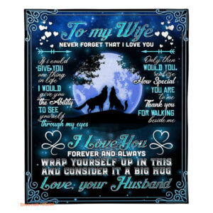 to my wife how special you are wolf moon night fleece blanket - Super King - Ettee