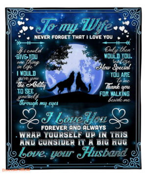 to my wife how special you are wolf moon night fleece blanket - Super King - Ettee