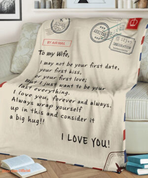 to my wife i love you message fleece blanket air mail blanket - Super King - Ettee