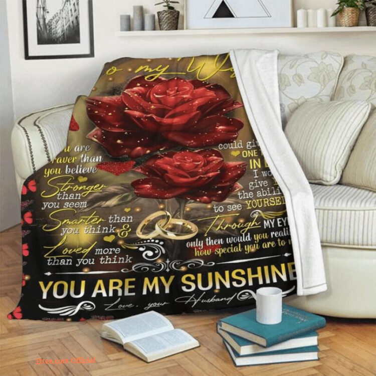 blankets to my wife valentine you are braver than you believe husband roses black - Super King - Ettee