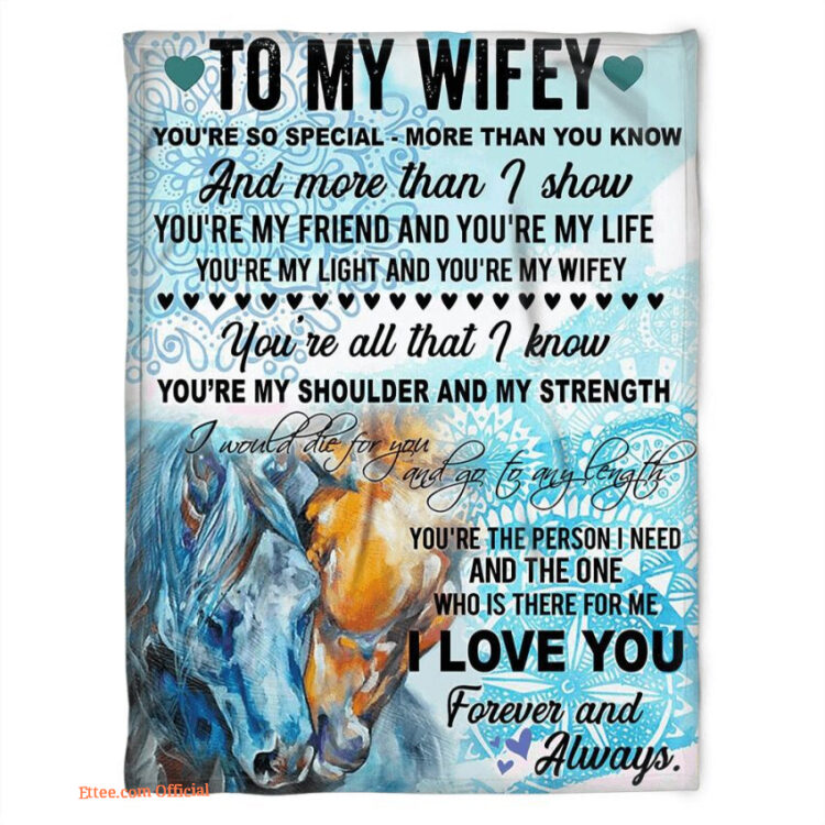 blanket for wife wife you are so special more than you know blue horses - Super King - Ettee