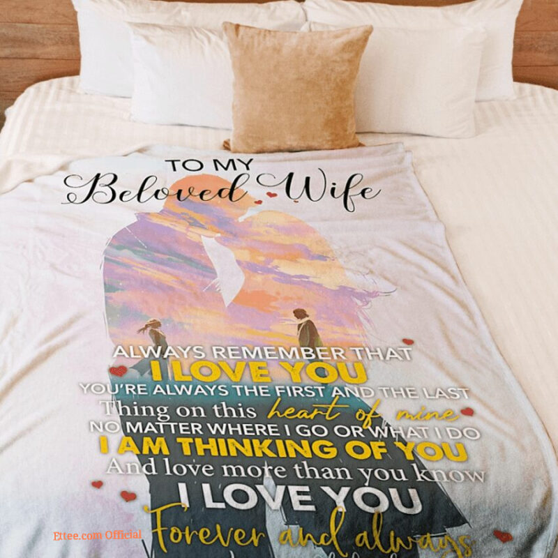 blanket for wife to my beloved wife that i love you kissing sunset - Super King - Ettee