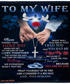 blanket for wife valentine day you are my life hand in hand cross dove - Super King - Ettee