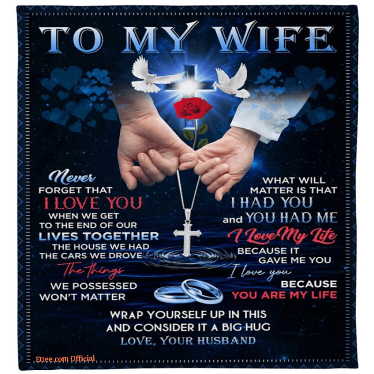blanket for wife valentine day you are my life hand in hand cross dove - Super King - Ettee
