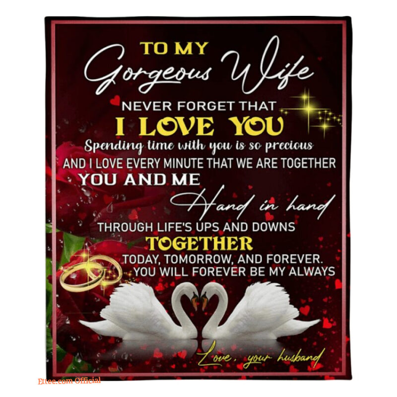 blanket for wife anniversary valentine white swan i love you - Super King - Ettee