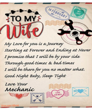 blanket for wife on valentine day my love for you is a journey from mechanic husband - Super King - Ettee