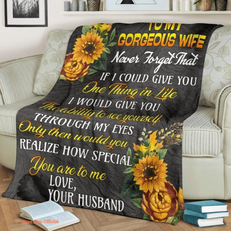 blanket for wife valentine day my gorgeous wife sunflower couple gift - Super King - Ettee