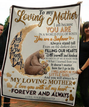 Mother Quilt Blanket To My Mom Bears Sunflower I Love You To The Moon And Back - Super King - Ettee