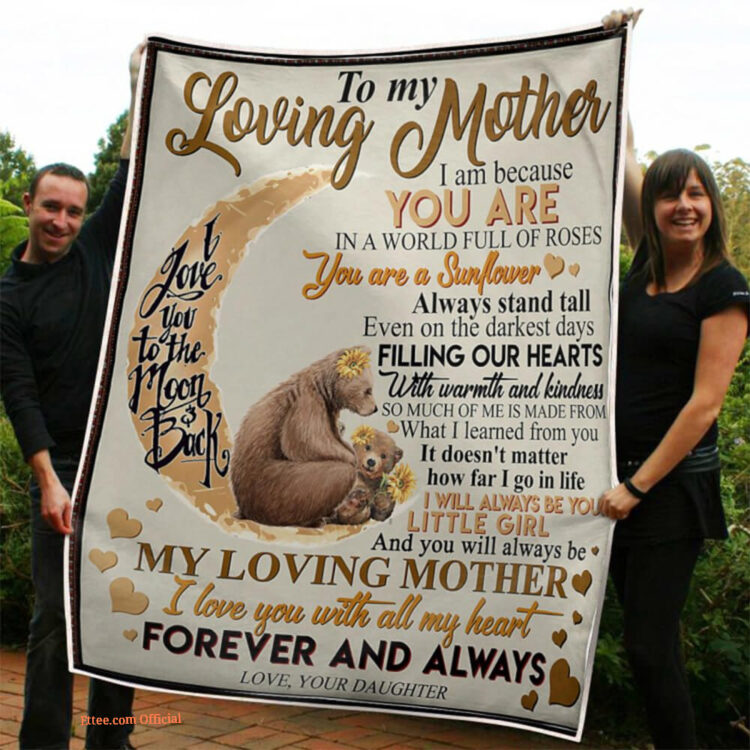 Mother Quilt Blanket To My Mom Bears Sunflower I Love You To The Moon And Back - Super King - Ettee