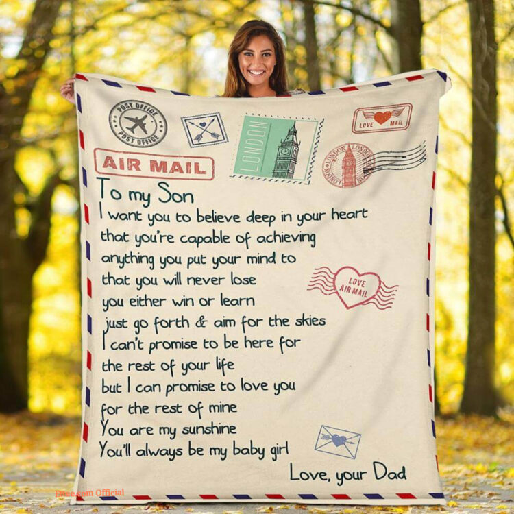 air mail from dad to son fleece blanket - Super King - Ettee