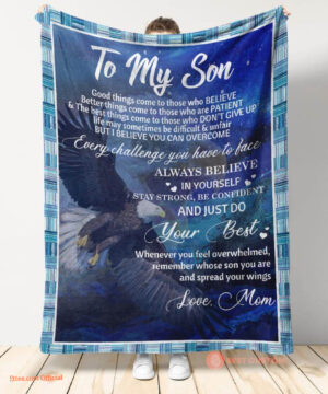 gift for son blanket from mom to my son eagle always believe - Super King - Ettee