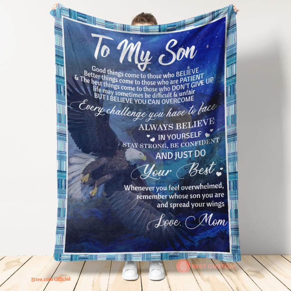 gift blanket from mom dad to my son wolf i love you now and forever - Ettee - gift blanket