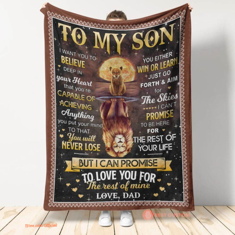 gift for son blanket lion moon i want to believe deep in your heart - Super King - Ettee
