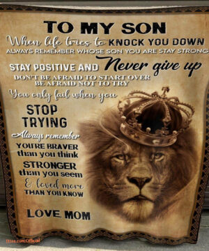 gift for son blanket lion alway remember you are braver than you think - Super King - Ettee