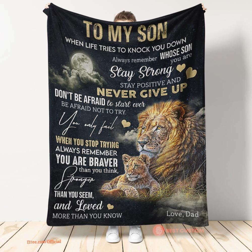 gift for son blanket lion alway remember you are braver than you think - Ettee - blanket