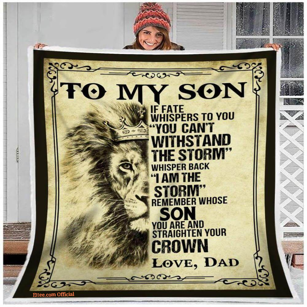 gift for son blanket lion to my son i am proud of you love from mom - Ettee - blanket