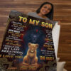 gift for son blanket lion to my son sometimes its hard - Super King - Ettee