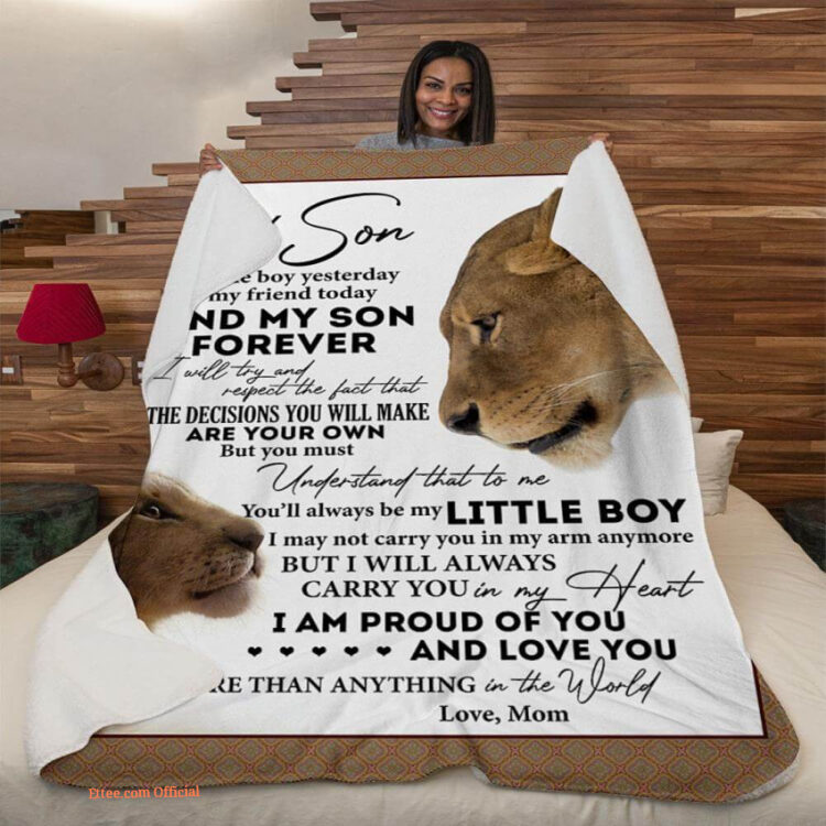 gift for son blanket lion to my son youll always be my little boy - Super King - Ettee