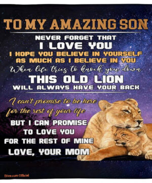 gift for son blanket mom to son believe in yourself lion blanket - Super King - Ettee