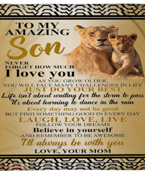 gift for son blanket mom to son never forget i love you lion blanket - Super King - Ettee