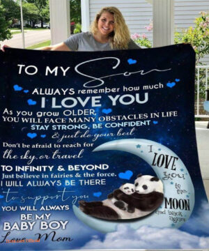 gift for son blanket moon panda i love you to the moon and back again - Super King - Ettee