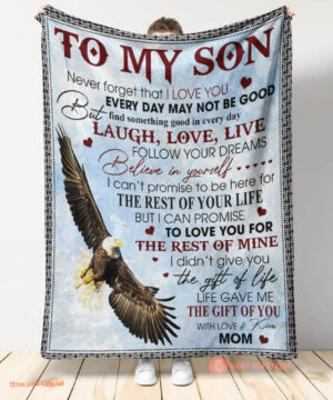 gift for son blanket never forget that i love you eagle mom to son - Super King - Ettee