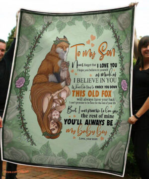 gift blanket to my son baby boy this old fox always have your back - Super King - Ettee