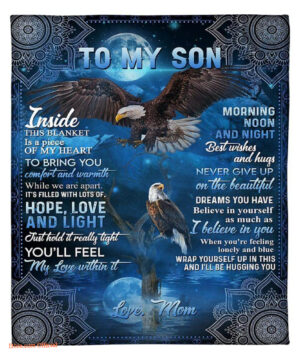 gift for son blanket to my son flying eagle fleece blanket - Super King - Ettee