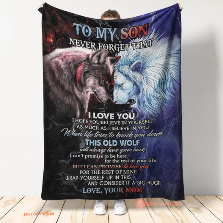 gift for son blanket to my son from mom never forget that i love you - Super King - Ettee