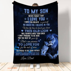 gift for son blanket to my son im proud to beyour father from lion dad - Super King - Ettee