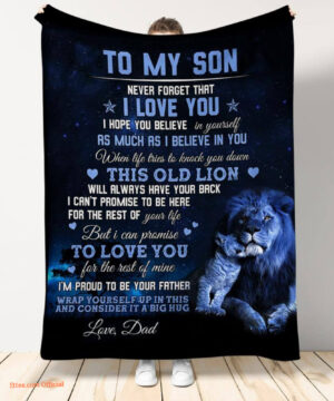 gift for son blanket to my son im proud to beyour father from lion dad - Super King - Ettee