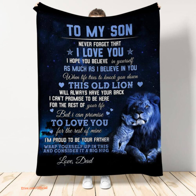 gift for son blanket to my son im proud to beyour father from lion dad - Super King - Ettee