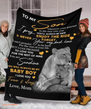 gift for son blanket to my son lion baby boy i love you fleece blanket - Super King - Ettee