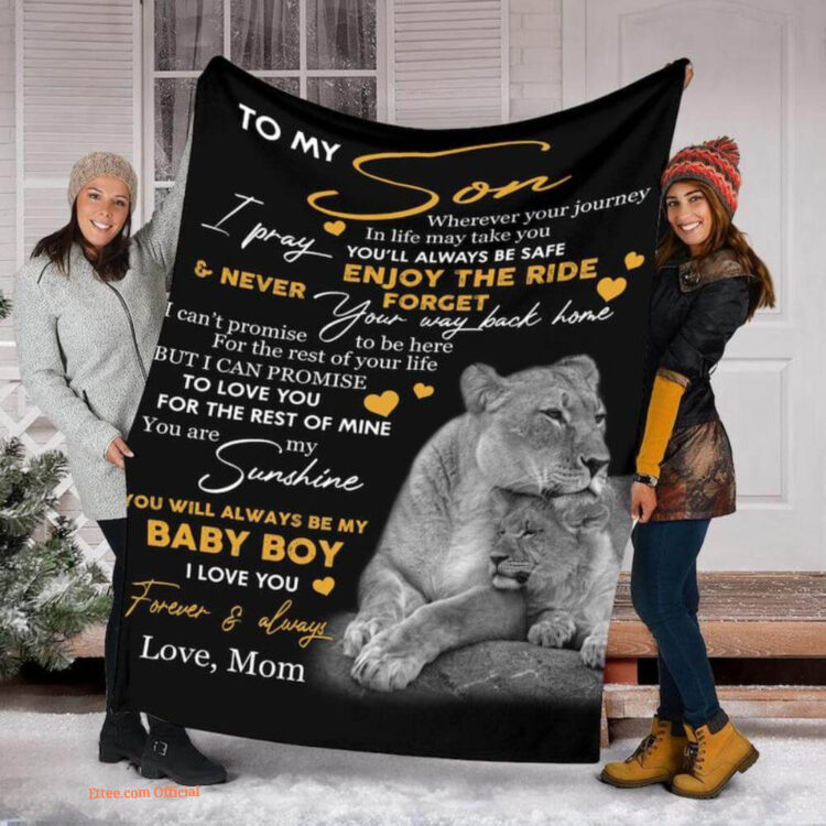 gift for son blanket to my son lion baby boy i love you fleece blanket - Super King - Ettee