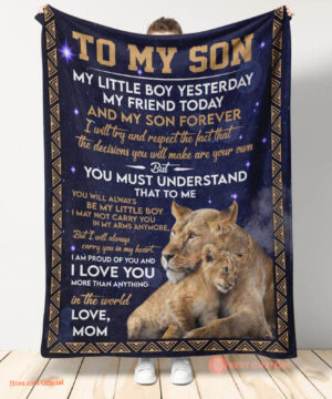 gift for son blanket to my son lion my little boy yesterday my friend - Super King - Ettee